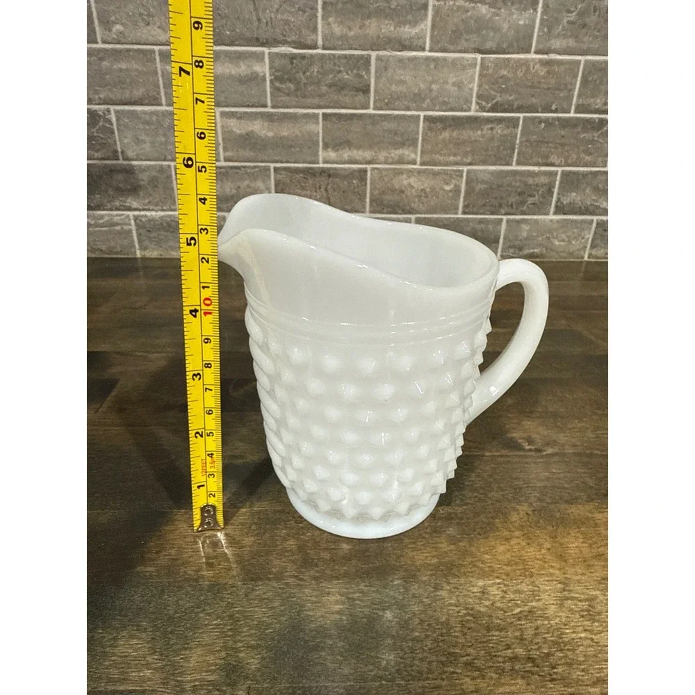 Fenton‎ White Milk Glass Hobnail Pitcher Vintage 5.5 Inch Creamer Vase